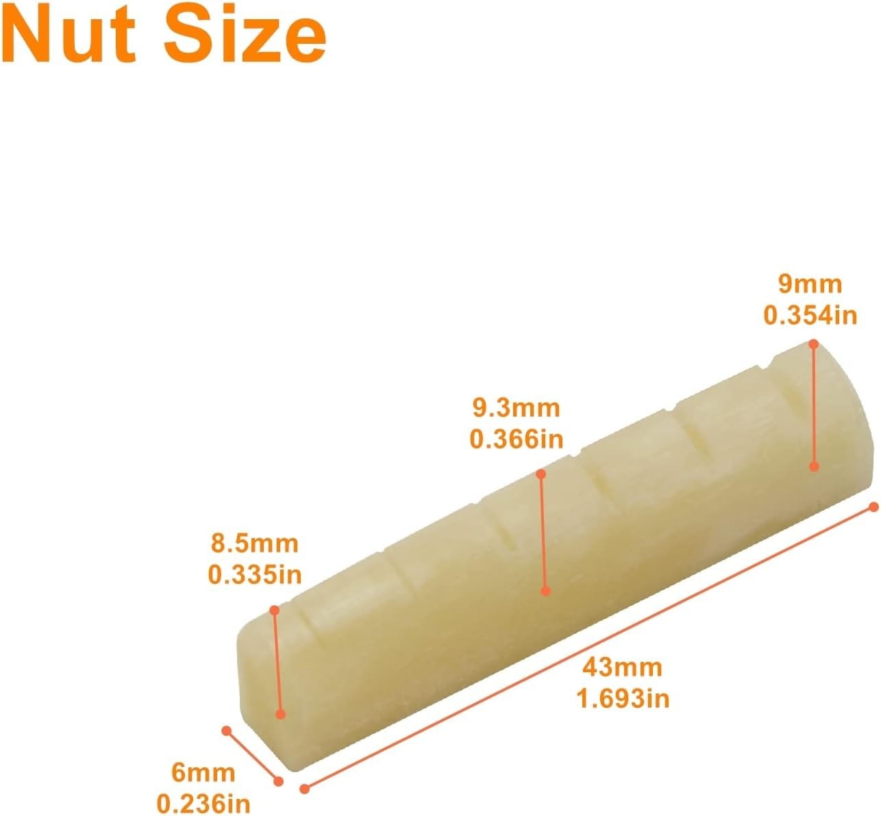 Unbleached Bone Guitar Bridge Saddle & Nut Set