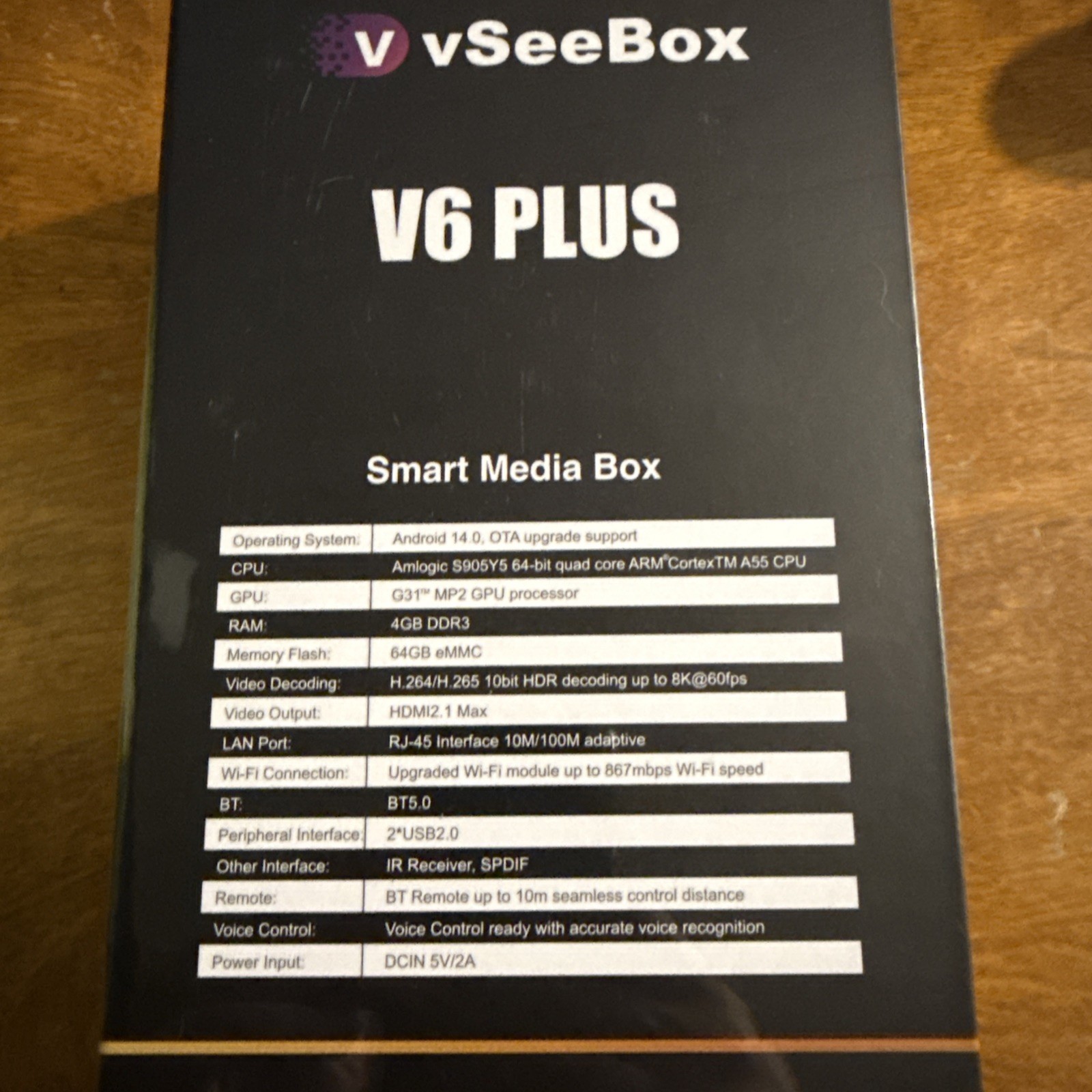 V6 Plus TV Box with Android 14, 4GB RAM 64GB Storage, Remote