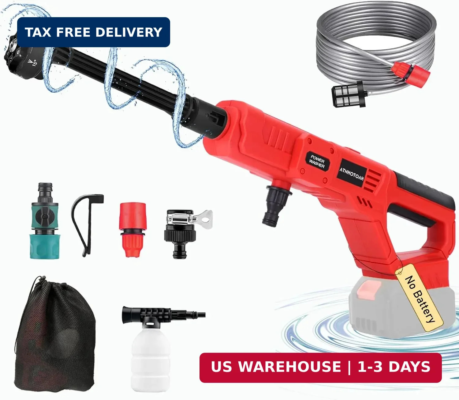 Cordless Cleaner Tool for Milwaukee Battery, Portable Car Cleaning Tools with 6-