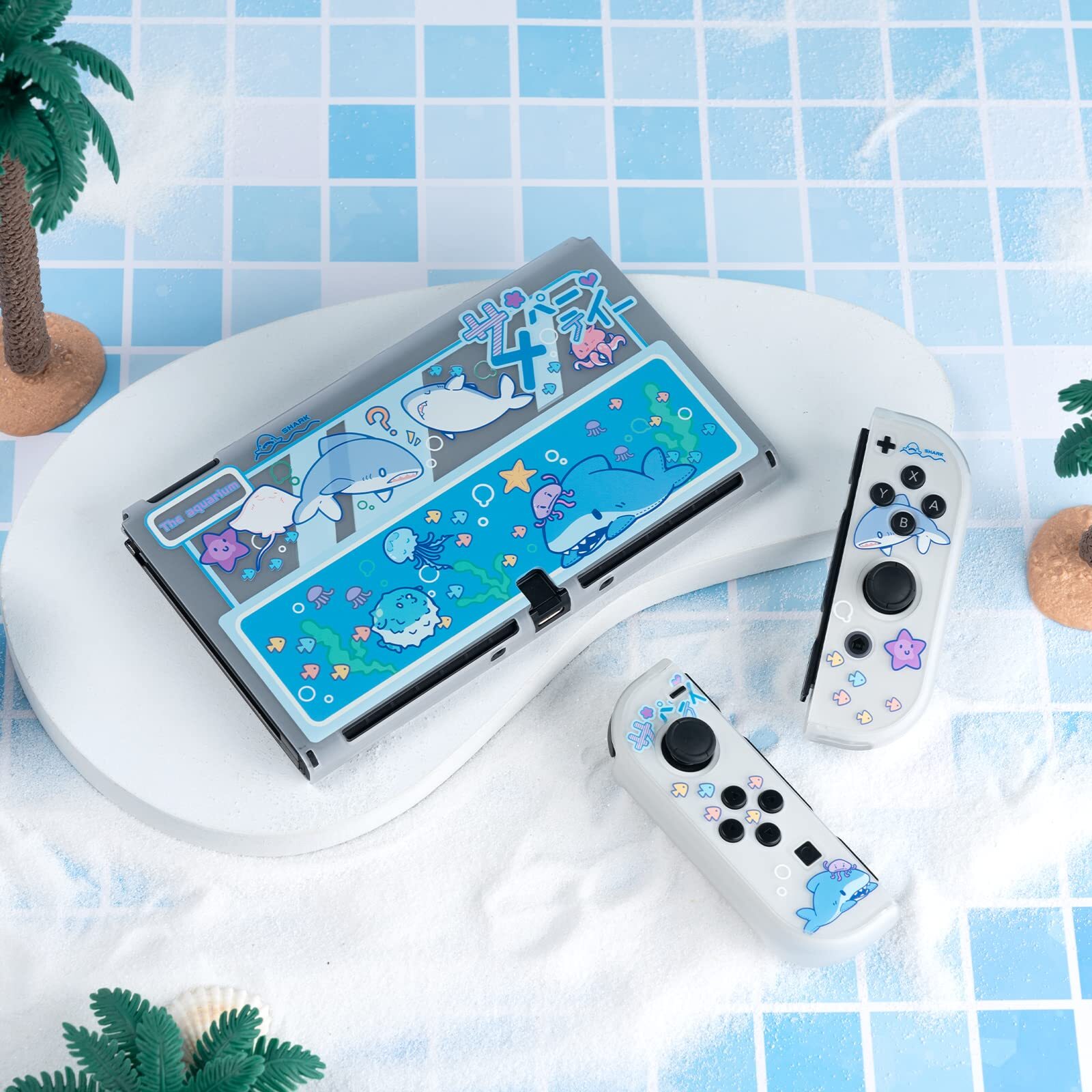 GeekShare Protective Case for Nintendo Switch OLED Hard Shell Clear Case Shark