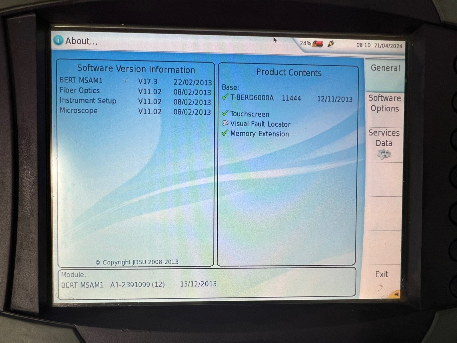 JDSU T-Berd 6000A Network Test Platform Bert MSAMCO404 Fiber Optics(unit Only)