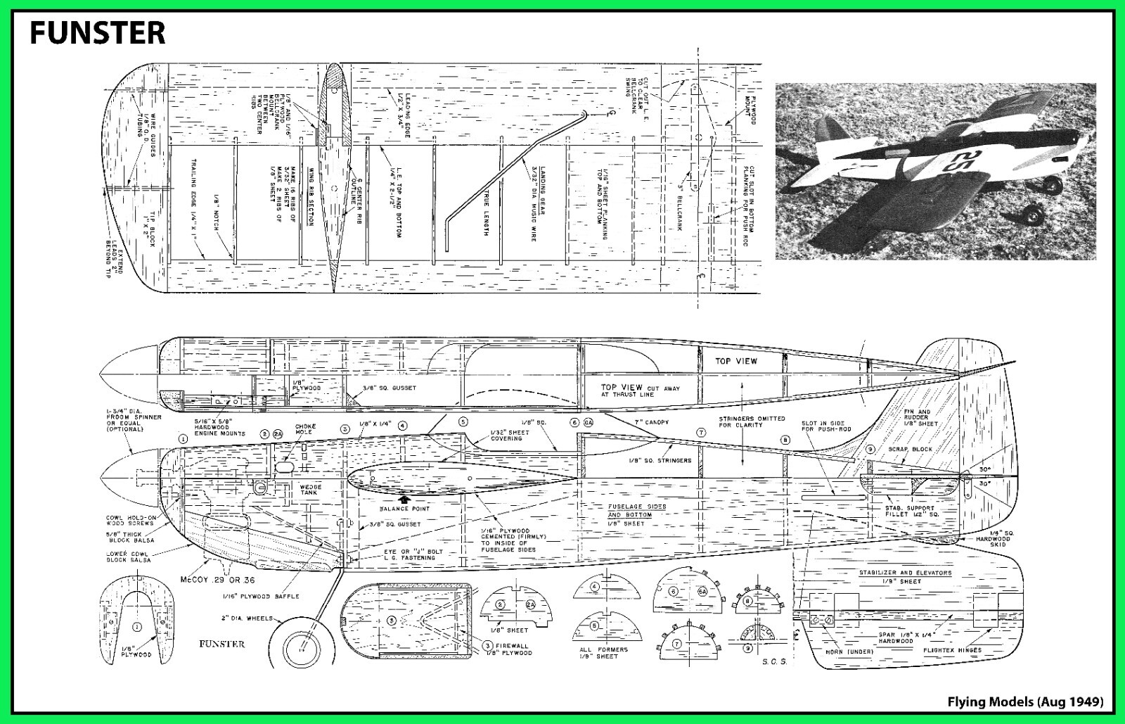 Model Airplane Plans (UC): Funster 35" Semi-Scale Stunt .29-.35