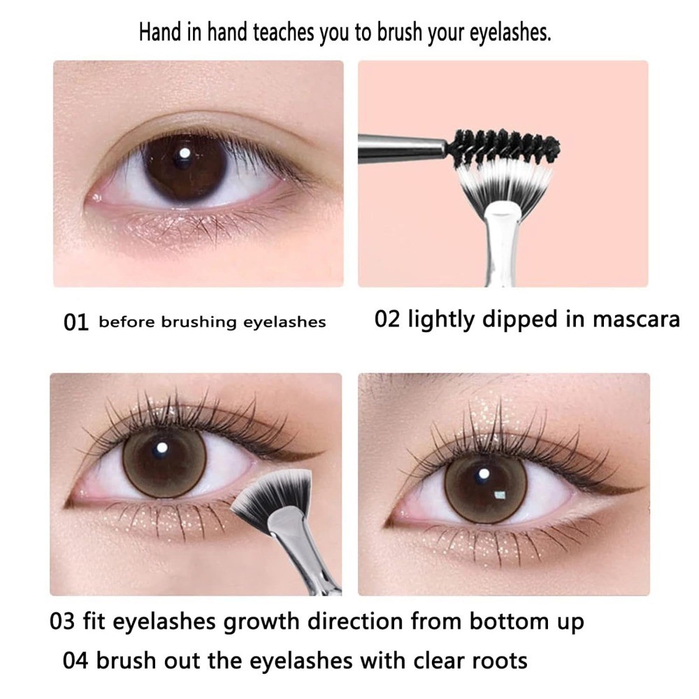Fan Mascara Brushes Eyelash Eyebrow Brushes Set Makeup Tools Ended Eye
