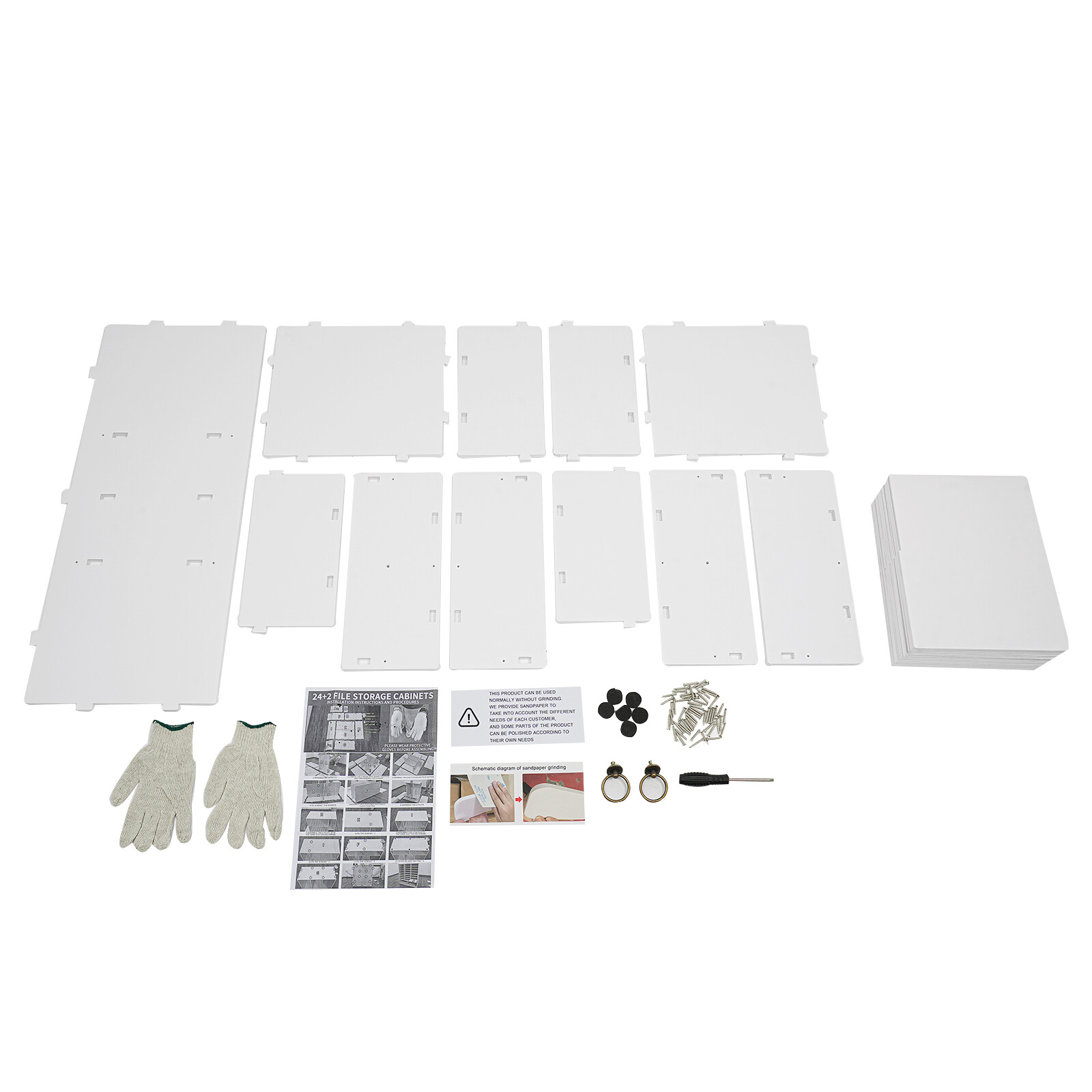 24 Compartments Paper and Mail Organizer Storage Cabinet and 2 Drawers