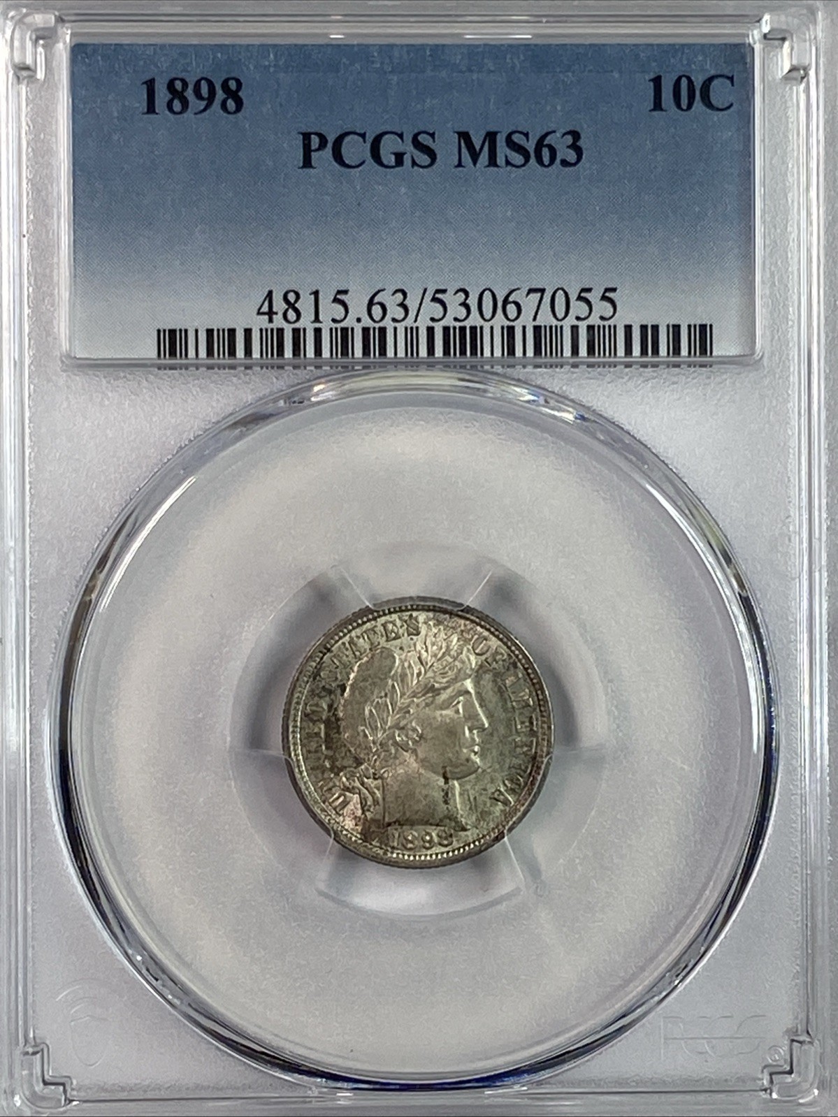1898 Barber Dime PCGS MS-63 90% Liberty Head Certified Coin