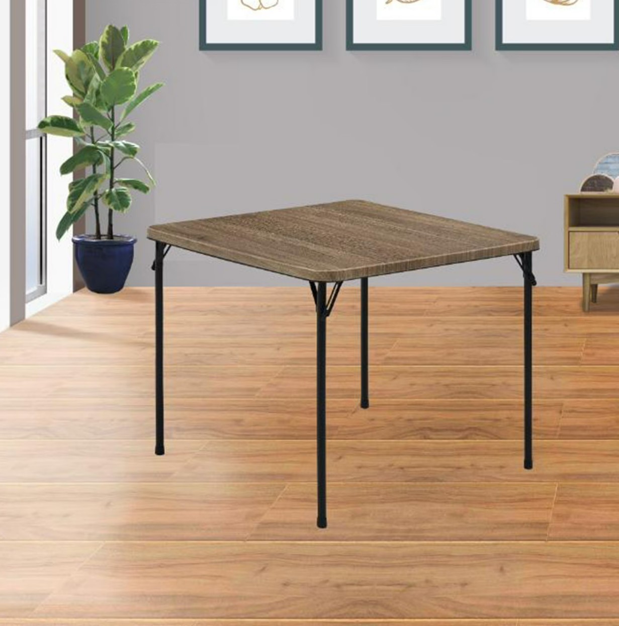 Mainstays 34" Fixed Table Top Folding Legs Card Table, Rustic Oak