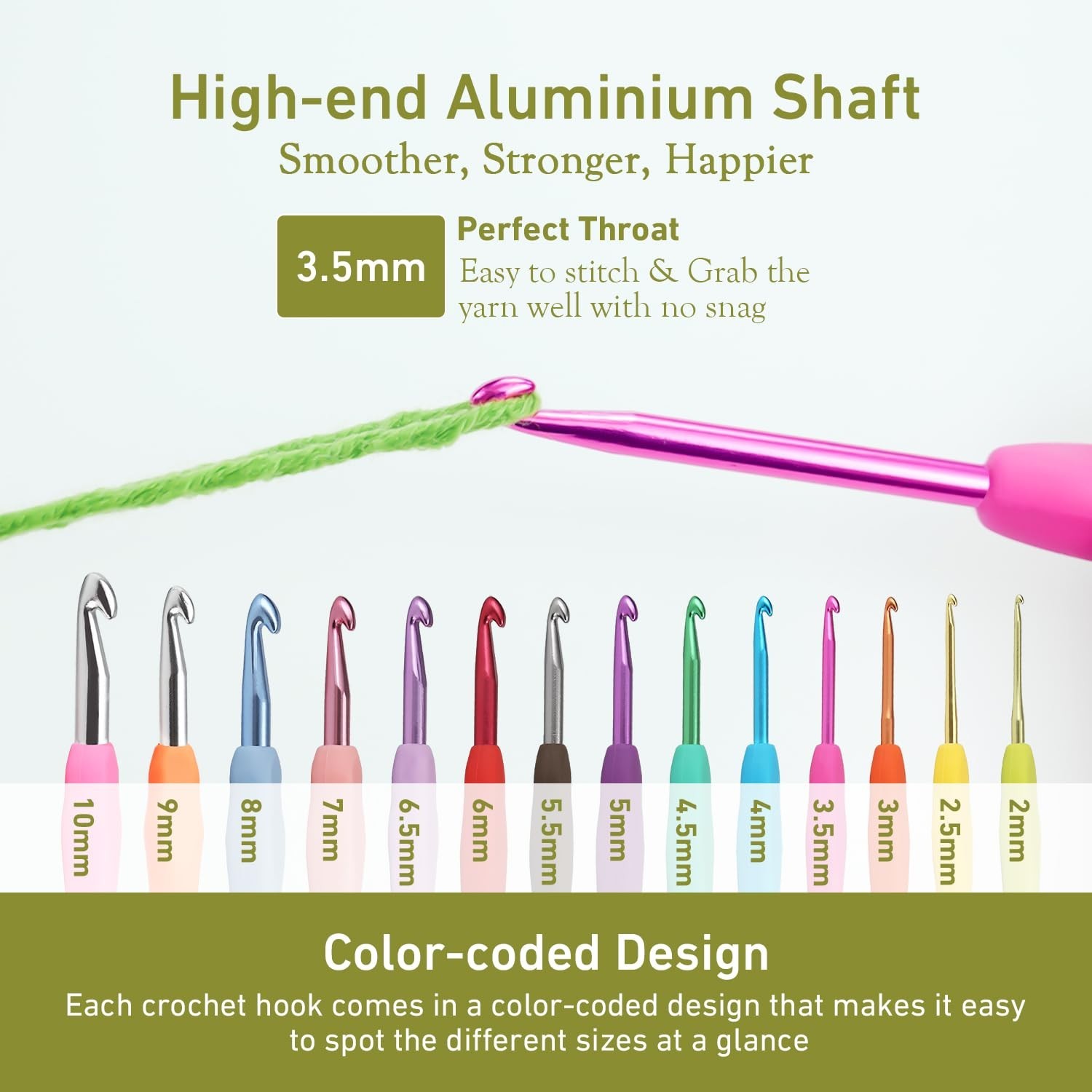 3.5mm Crochet Hook, Supers Smooth 3.5 mm Ergonomic Crochet Hooks for Beginner...