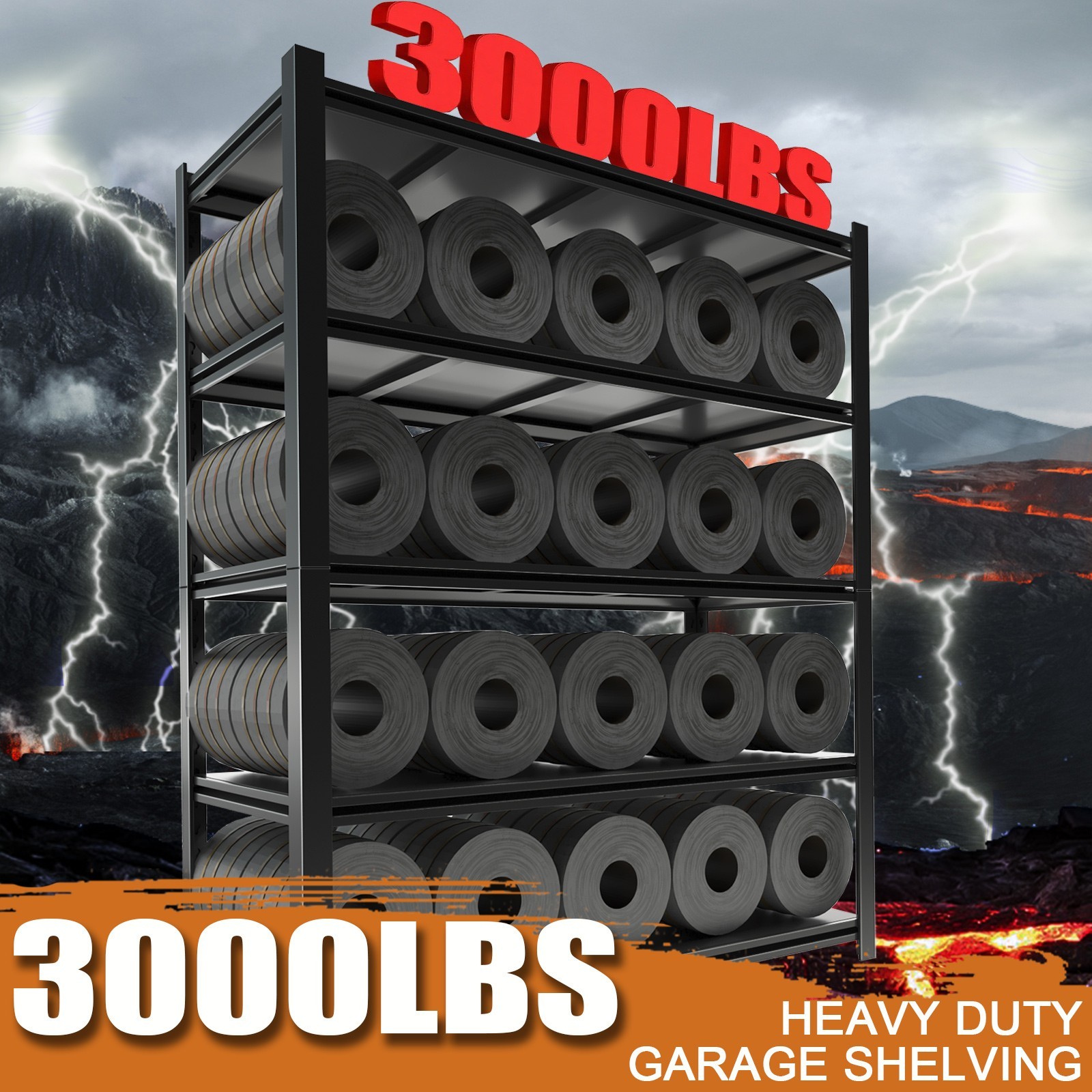 3000lbs Garage Steel Storage Shelves 84"H Heavy Duty Shelving Rack Unit 5-Tier