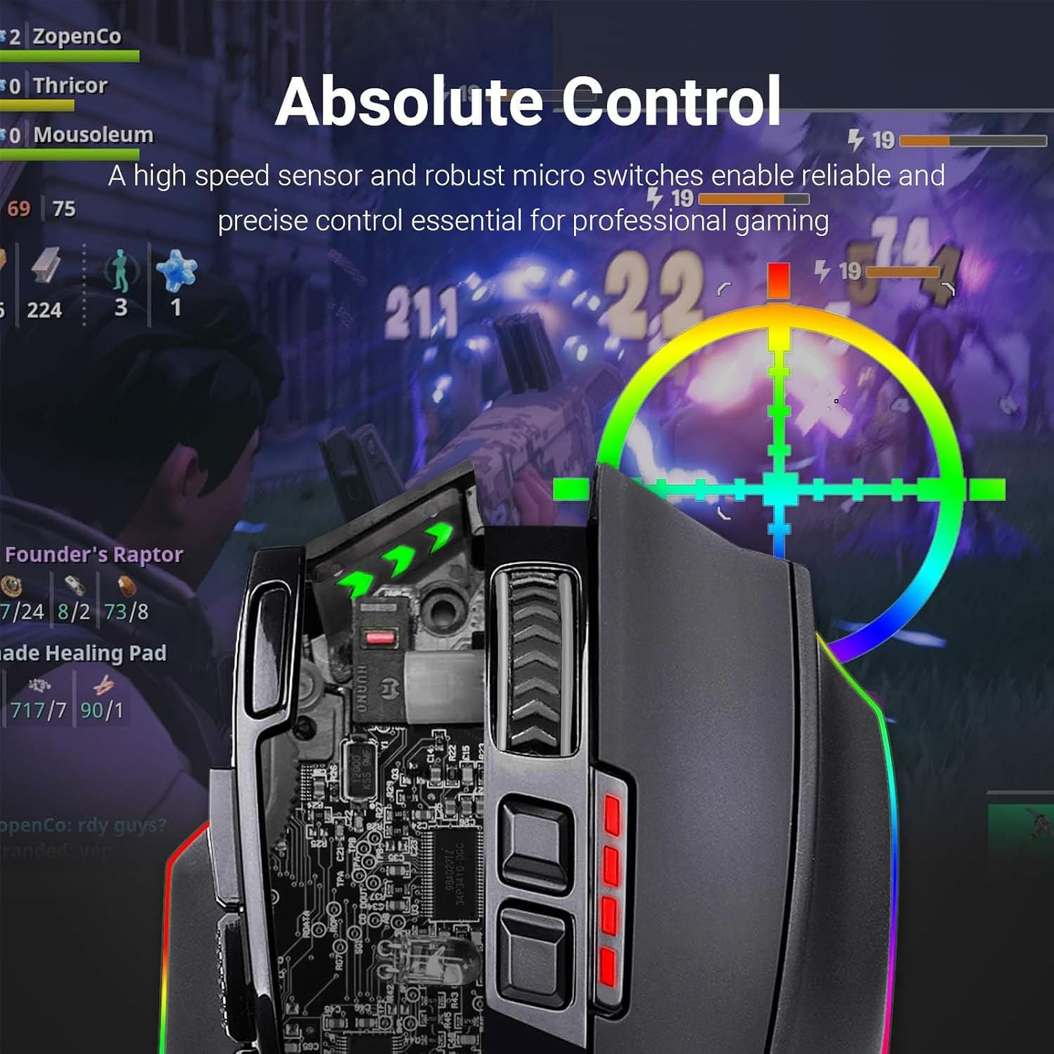M801 Wireless Gaming Mouse, RGB Gaming Mouse with MMO 9 Programmable Macro Editi