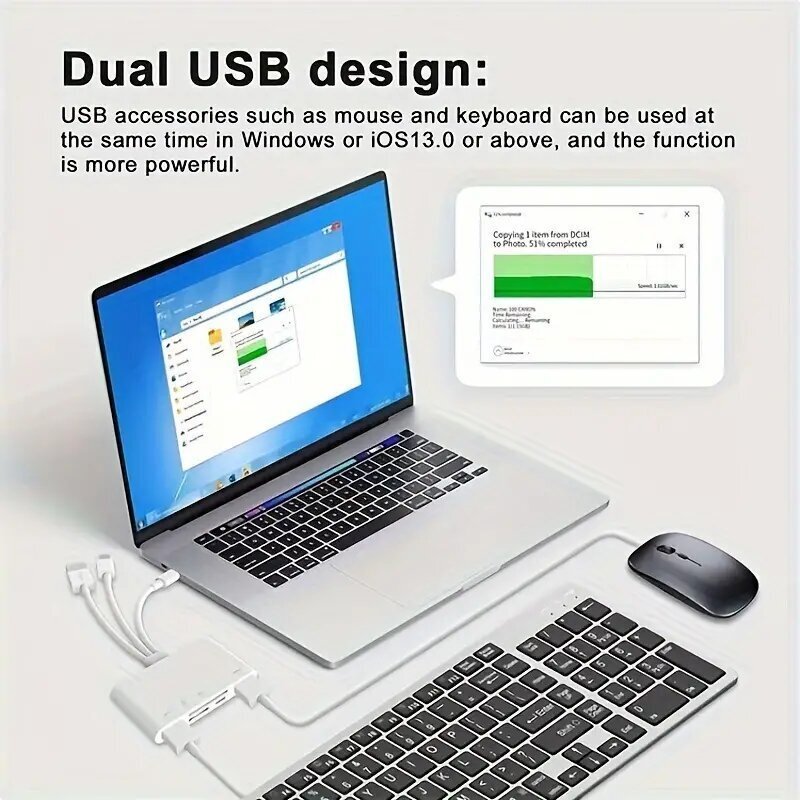 5-in-1 Memory Card Reader, USB OTG Adapter & SD Card Reader for iPhone/Android