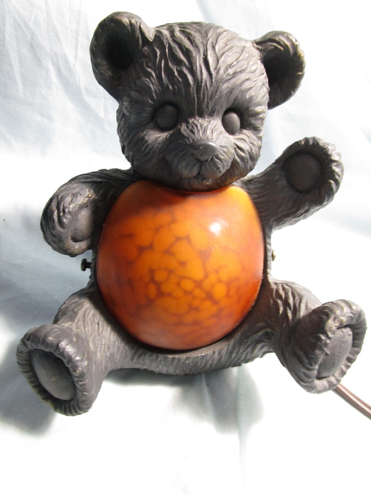 Bronze and Art Glass Teddy Bear Lamp/Night Light