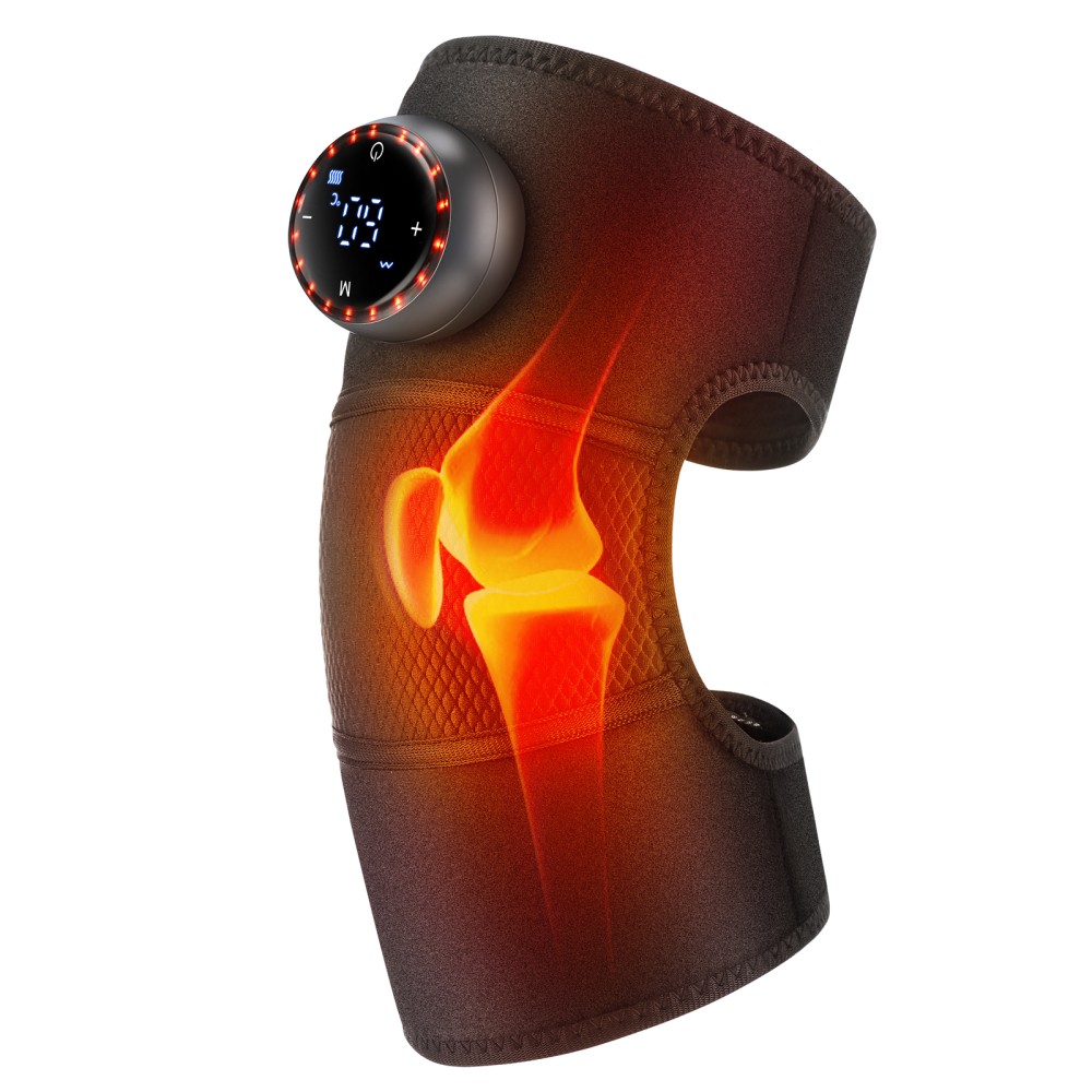 Cordless Knee Elbow Shoulder Massager with 5 Vibration Modes, 5 Heating Levels