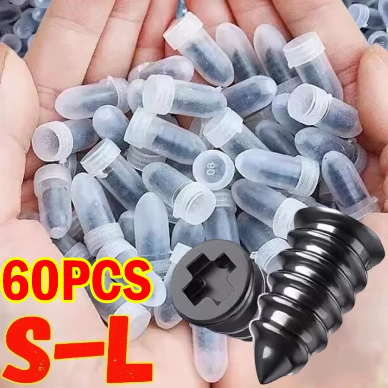60 Pcs Rubber Tire Nail Repair Kit Screw In Tire Plugs for Car Truck SUV Van