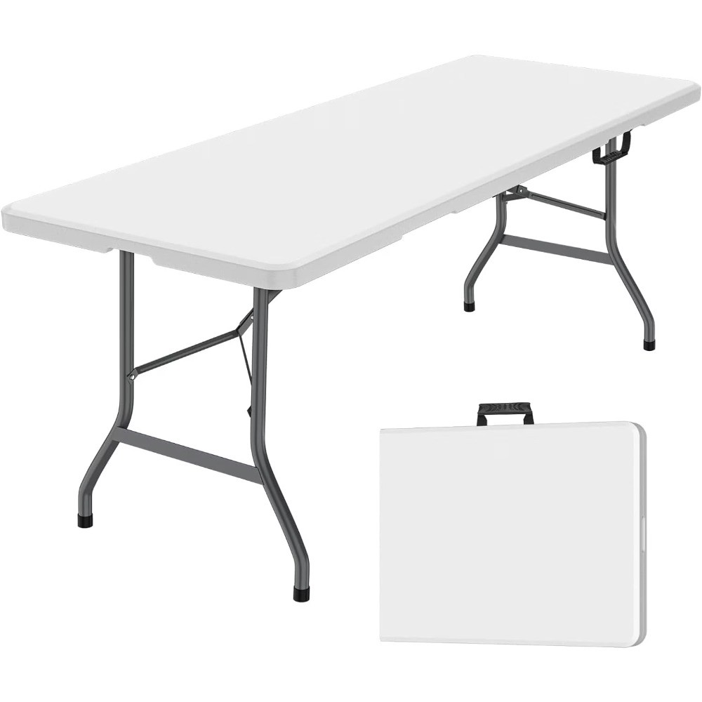 6 Foot Folding Table,Fold-in-Half Plastic Table