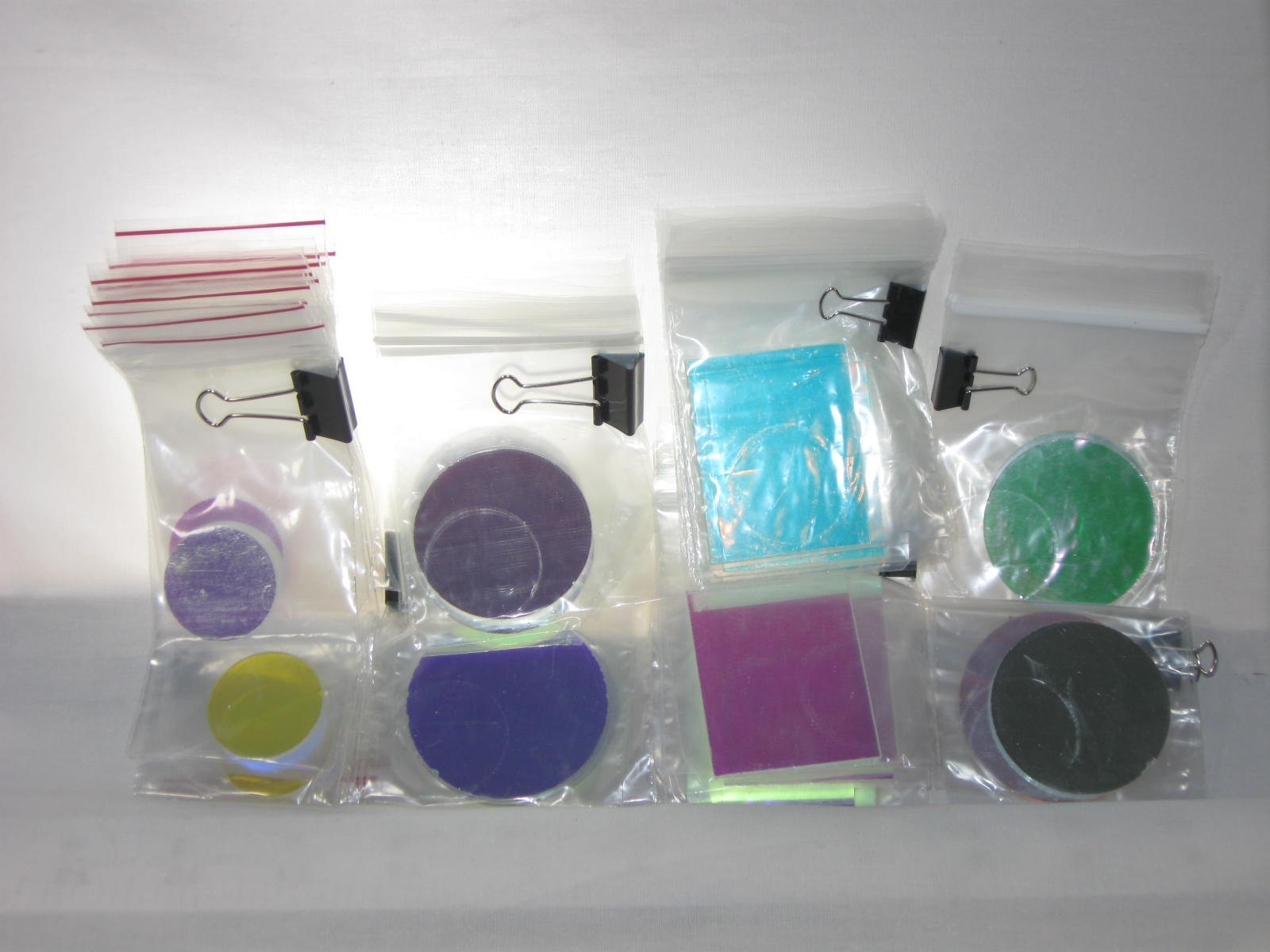 STAINED GLASS PACK: TRANSPARENT W/ COLOR REFLECTIVE CIRCLES & SQUARES PACK 2