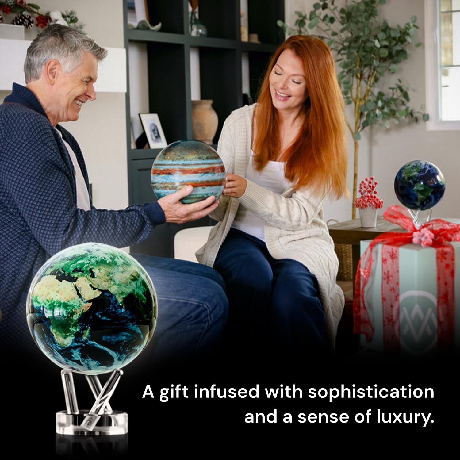 Globe - Earth with Clouds Classic (4.5") | Self-Rotating Globe Powered by Lig...