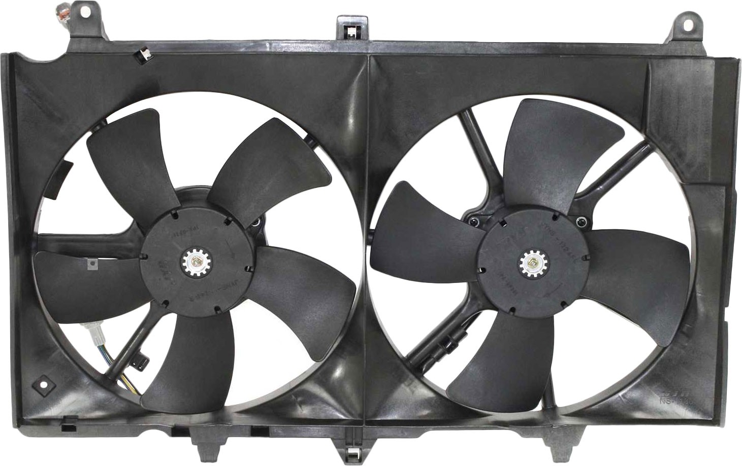 RADIATOR AND CONDENSER FAN ASSEMBLY WITH TWO FANS SIDE BY SIDE;