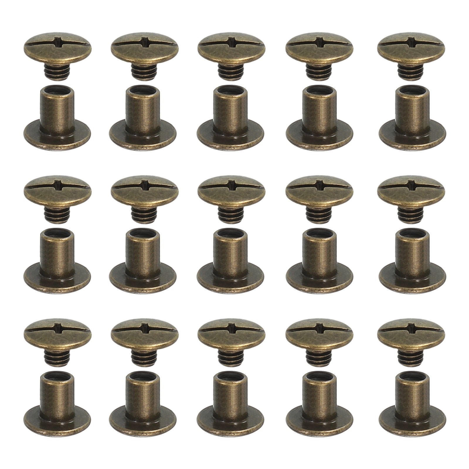 Chicago Screws, Leather Rivets for Belt Bag M5 x 7 mm & 80 Pack & Bronze Tone