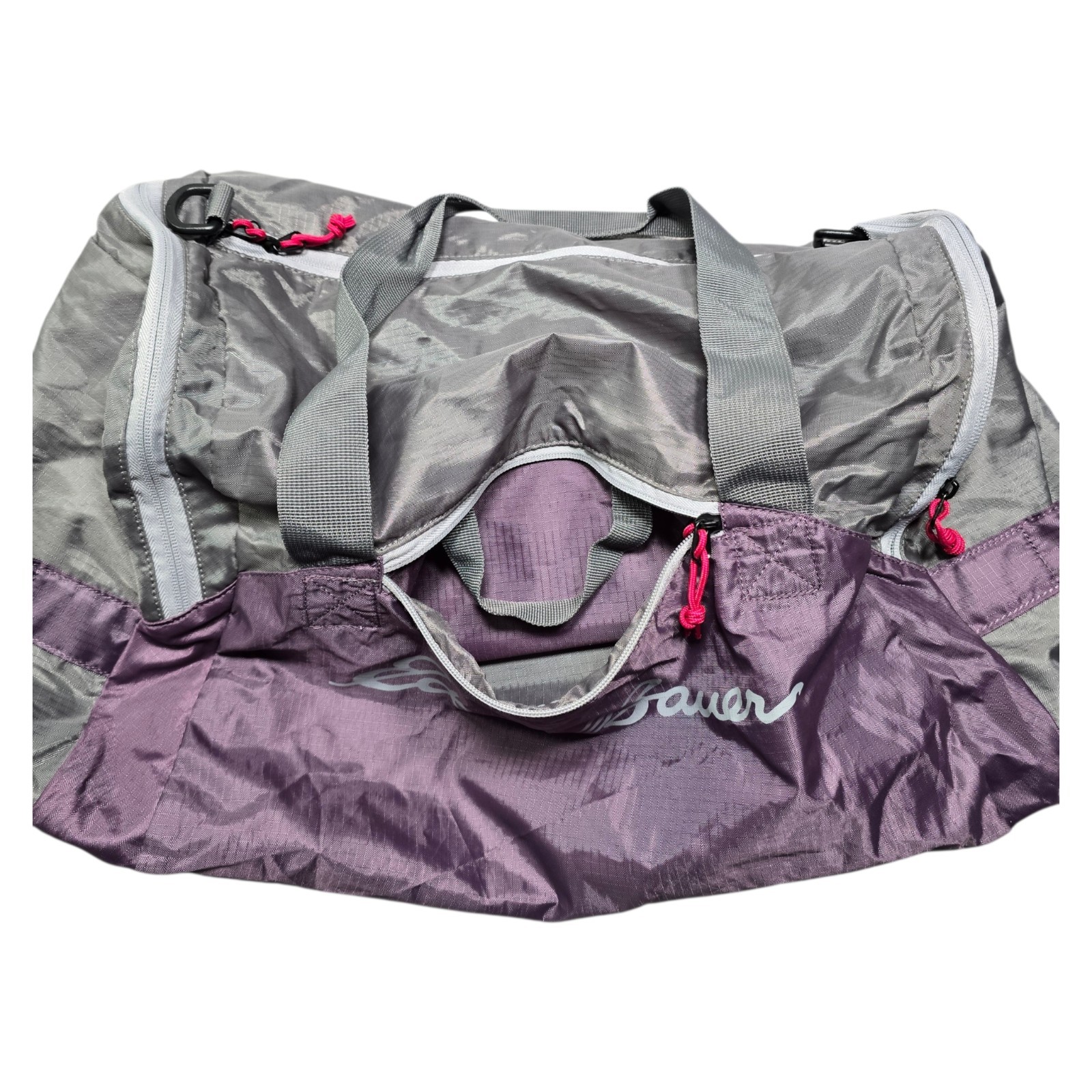 Eddie Bauer Rippac Duffel Bag Ripstop Fabric Lightweight Packable Grey Purple
