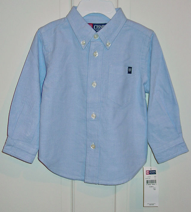 CHAPS BOYS BLUE BUTTON-DOWN DRESS SHIRT SIZE 18 MONTHS  NEW WITH TAGS