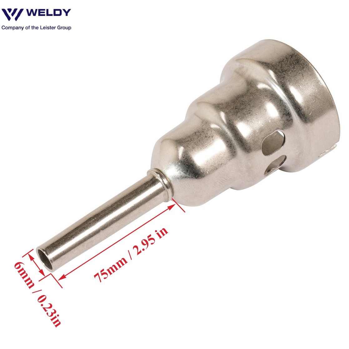 Weldy Tubular Nozzle (ø 35.5) ø 6 mm, 75 mm for HG 330-A 530-A 530-S Heat Gun