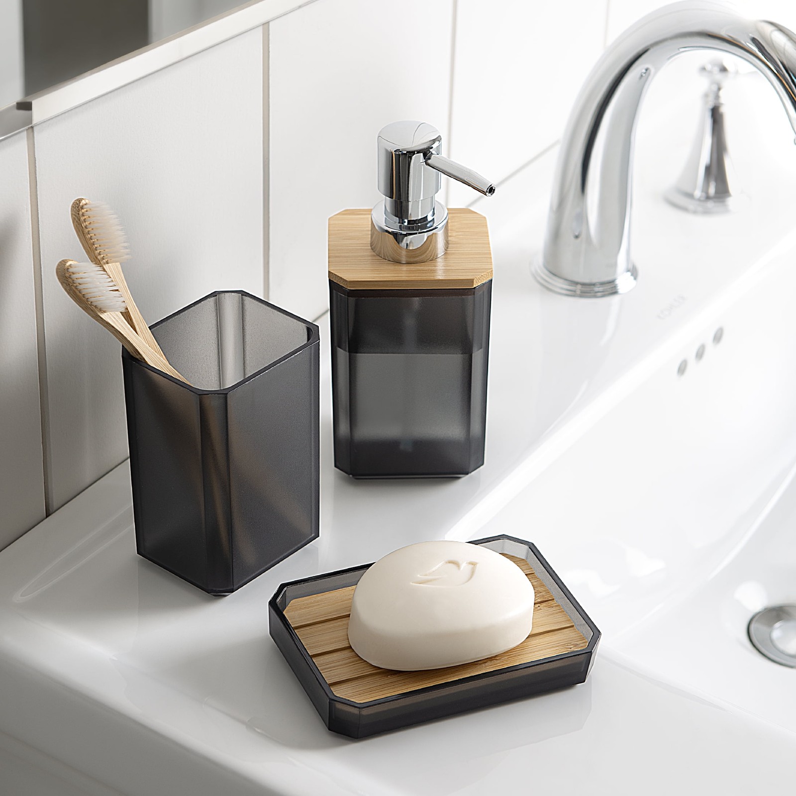 Mainstays 3-Piece Bath Accessory Set Gray