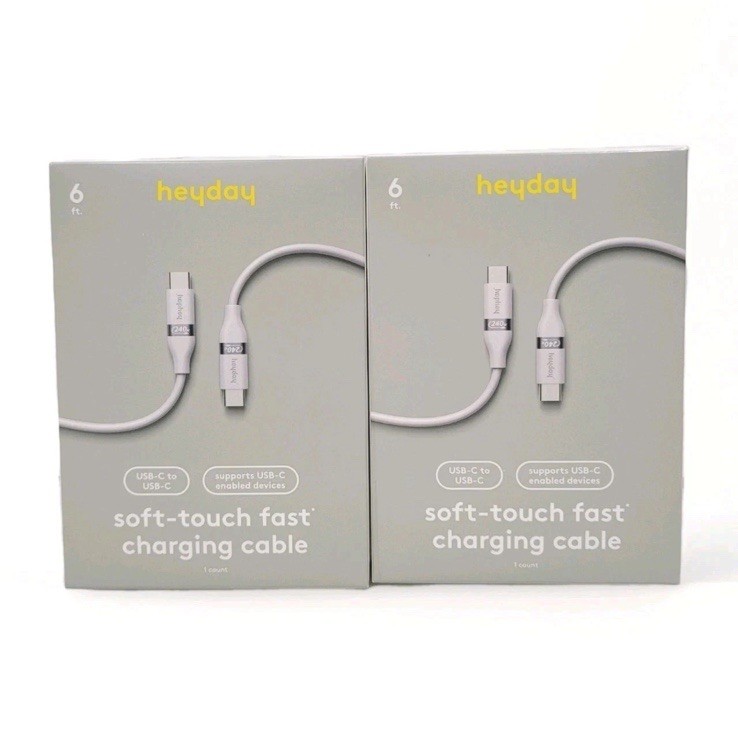 2pk 6' USB-C to USB-C Fast Charging Silicone Cable - heyday White Clay