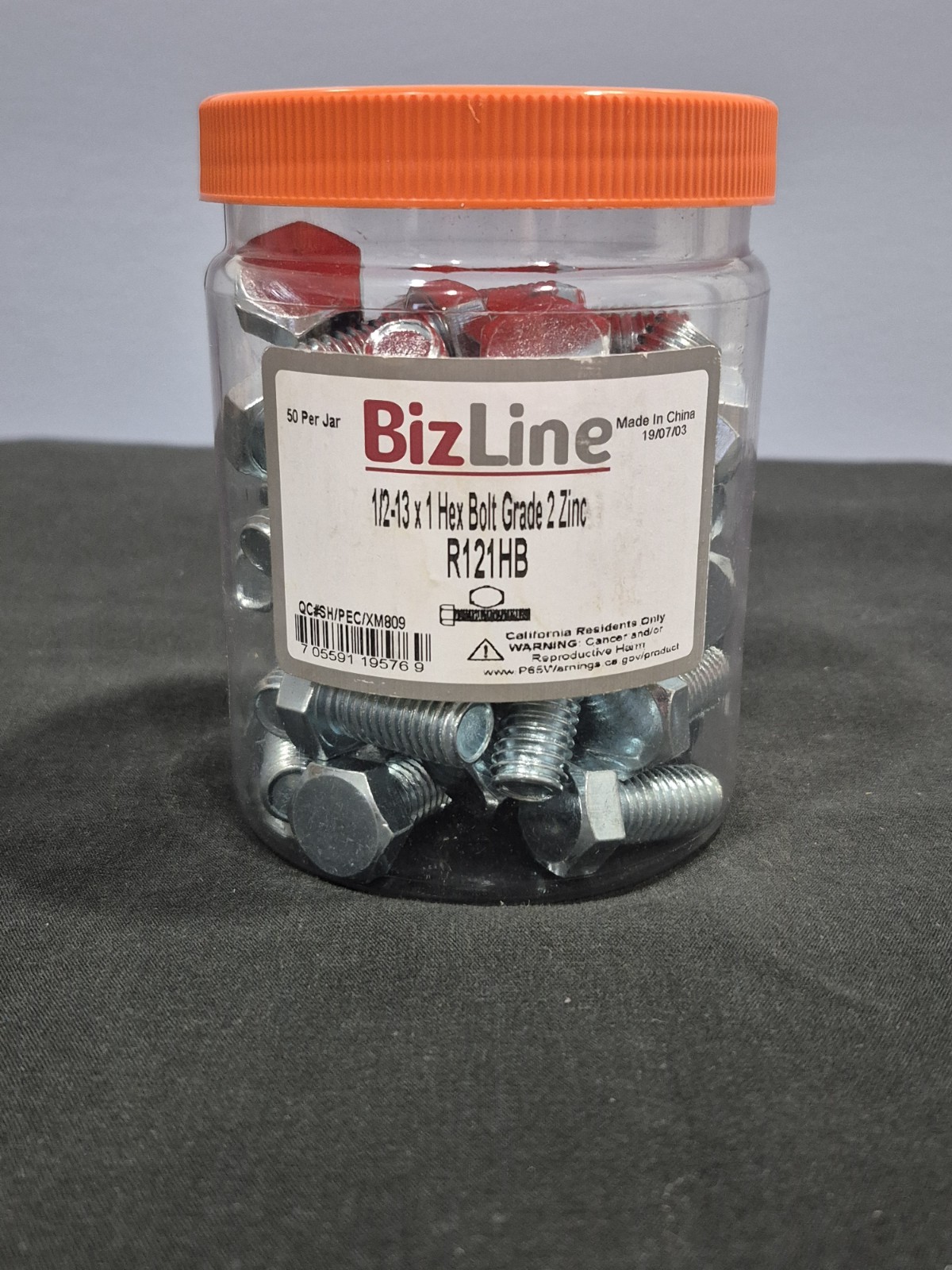 Bizline 1/2"-13 x 1" Zinc Grade 2 / R121HB Hex Bolts (50 pcs.)