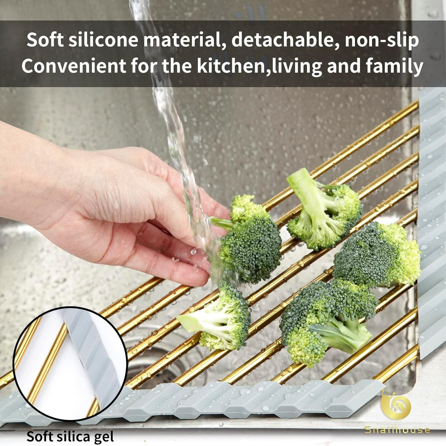 Small Triangle Roll up Dish Drying Rack, Stainless Steel Kitchen Foldable Sink C
