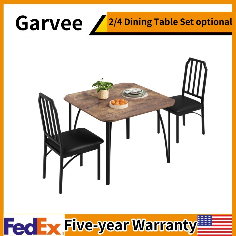😸✔️Dining Table Set for 2/4 Kitchen Table and Cushion Chairs with Chamfer Desig