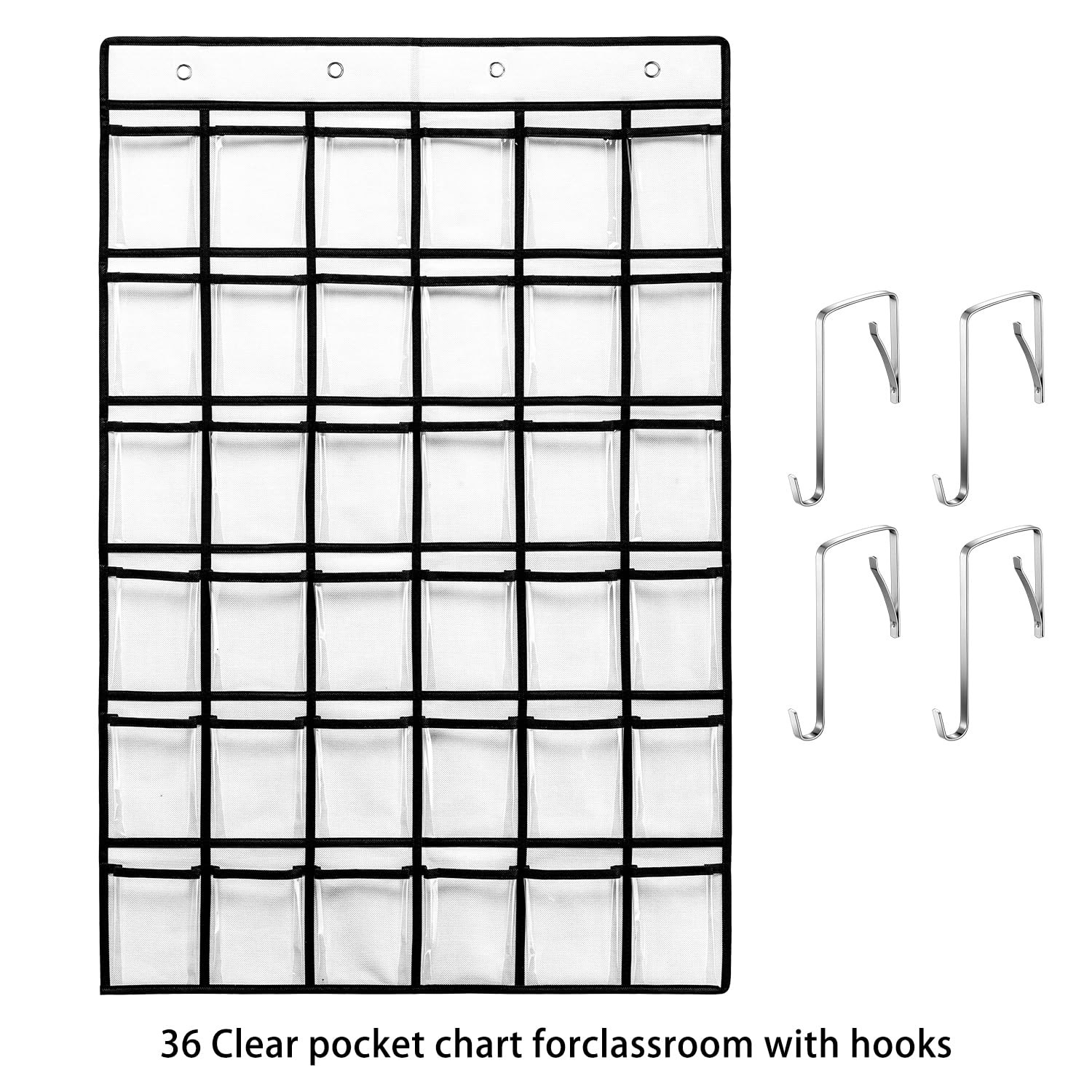 SAVERHO 36 Clear Pockets Classroom Pocket Chart for Cell Phones, Pocket Chart...