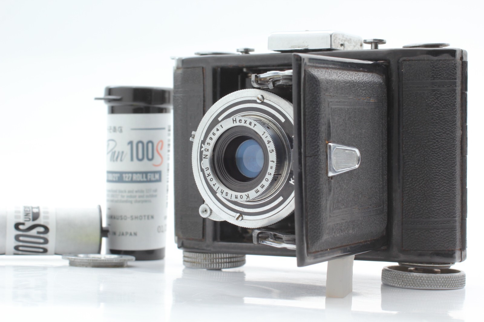 Rare! Rokuoh-Sha Baby Pearl Camera + Hexar Lens & New 127 Best Film! from Japan