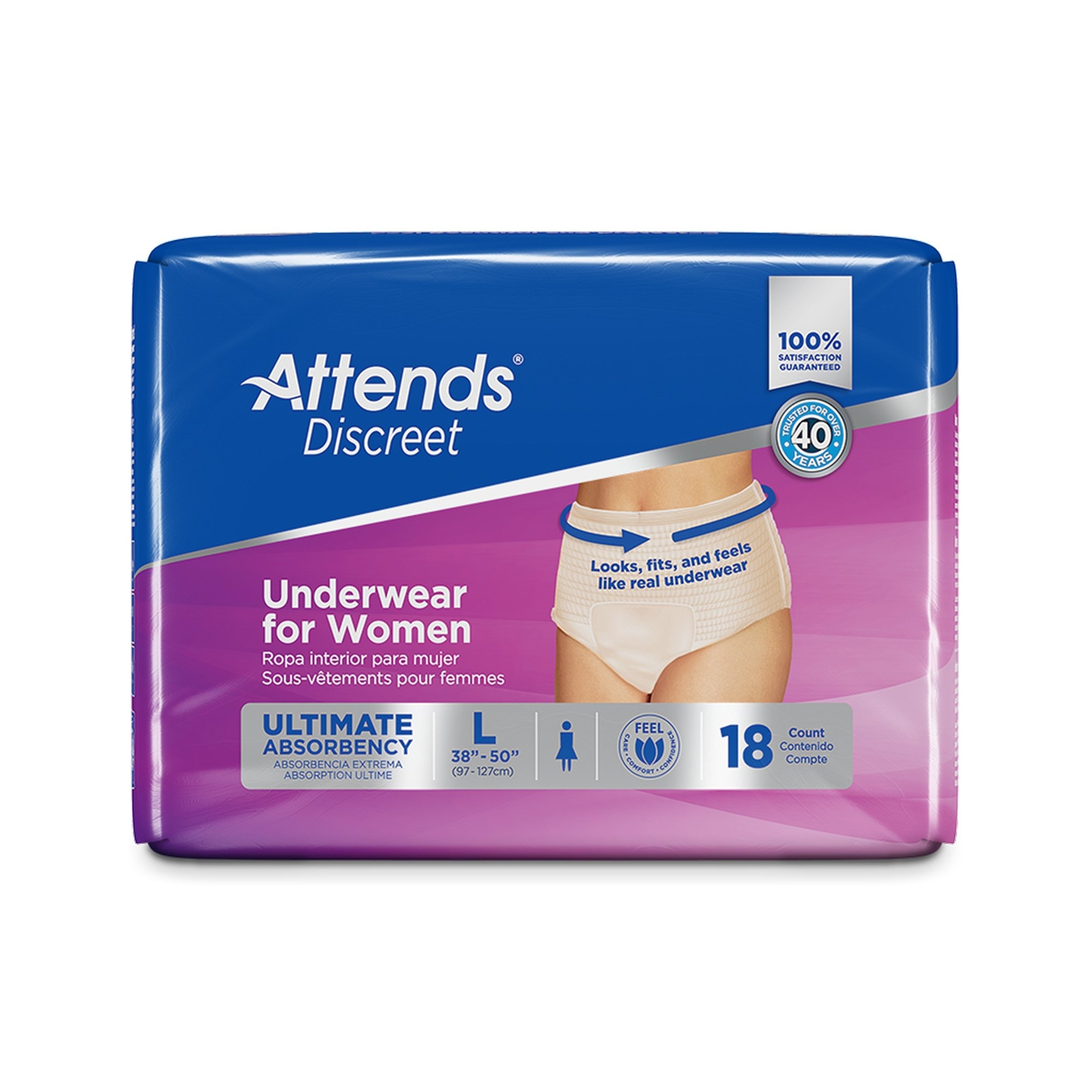 Attends Disposable Underwear Female Large 72 Ct