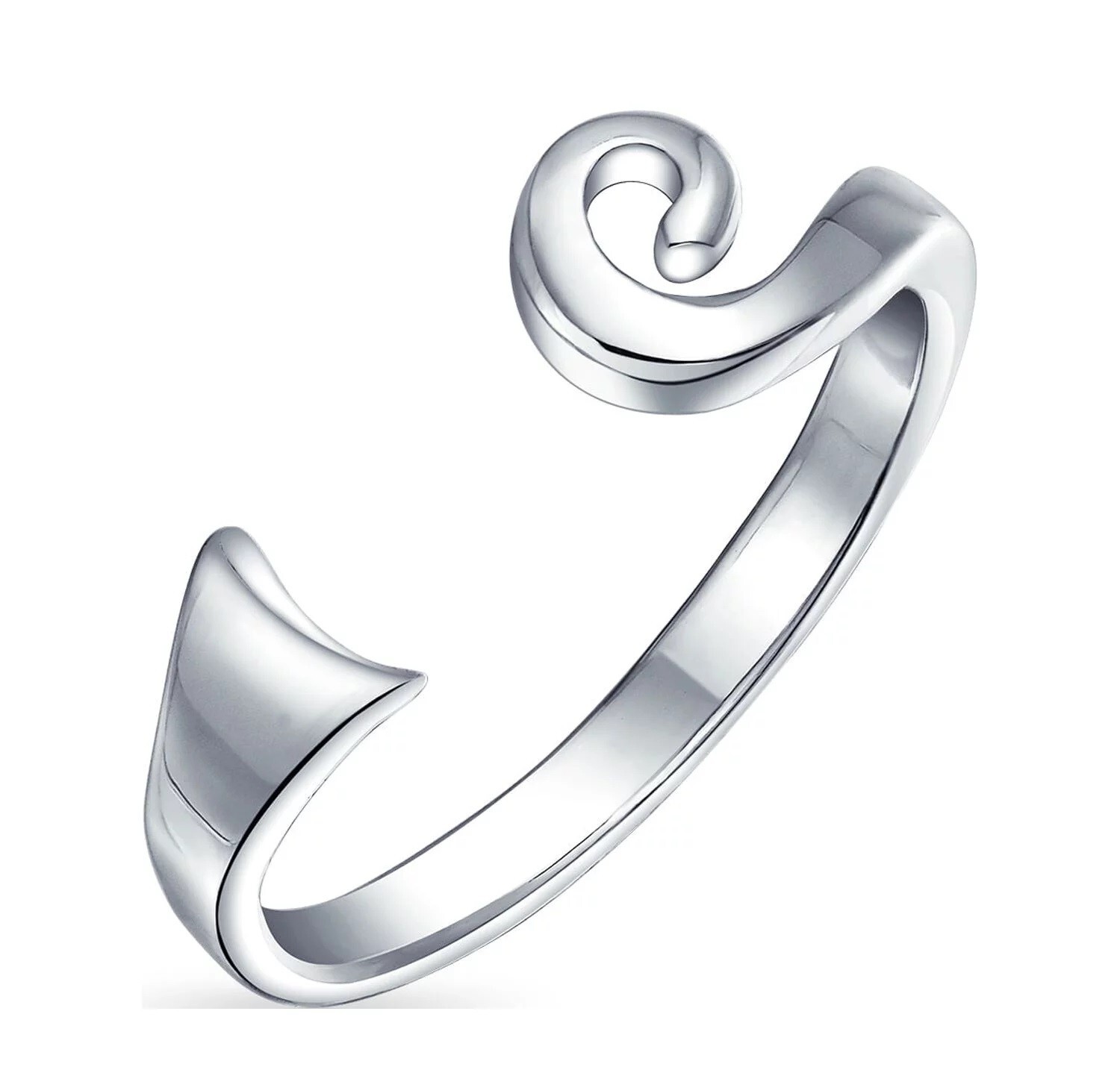 14K White Gold Over Sterling Silver Adjustable Open Spiral Toe/Midi Ring