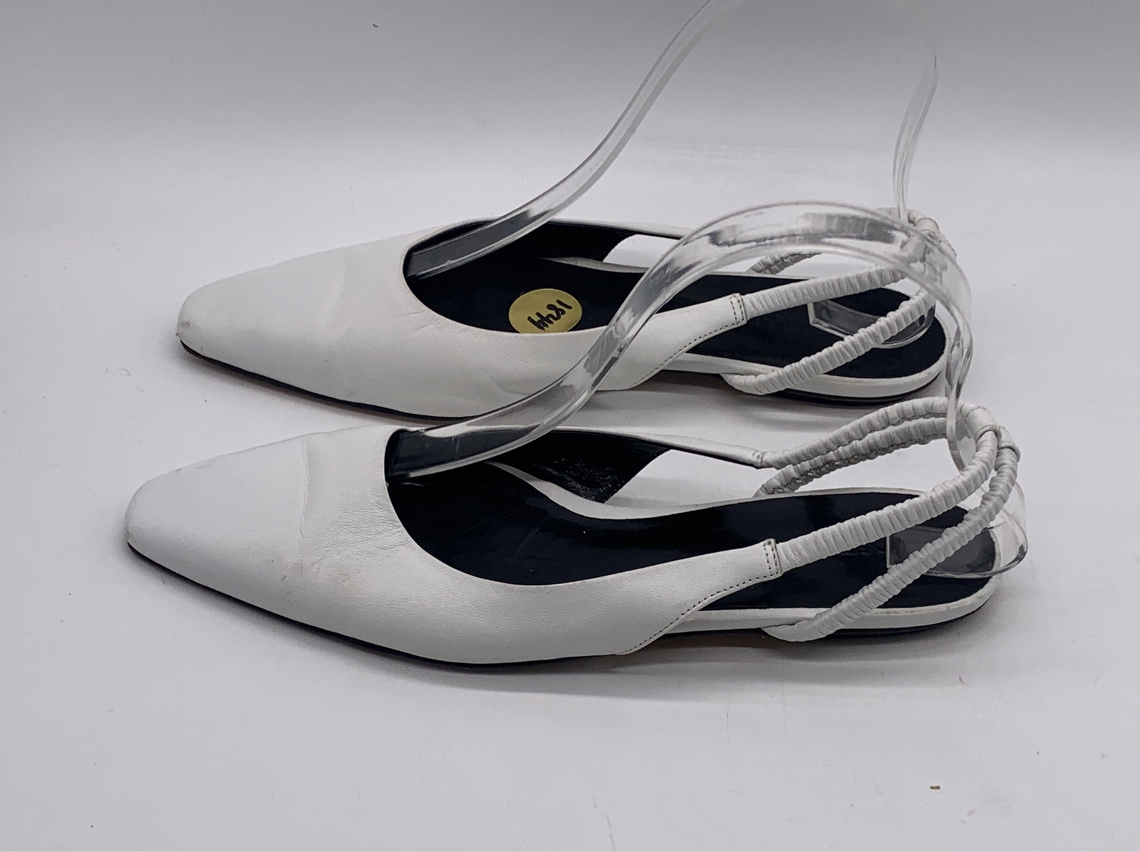 Rosetta Getty Womens White leather Square Toe Slingback Flats sz 36 us 6