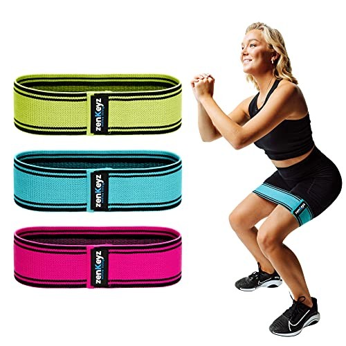 Resistance Fabric Booty Bands- 3 Working Out Multicolors (Gray, Yellow, Blue)