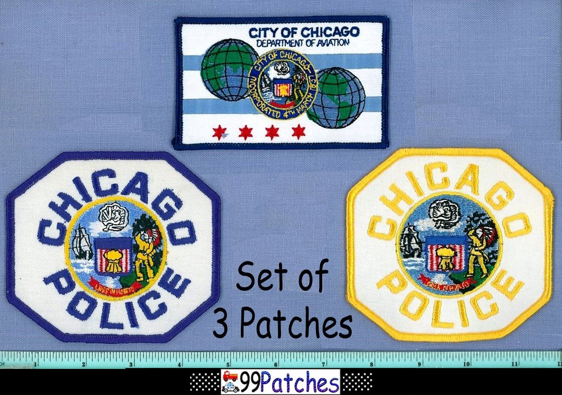 CHICAGO OFFICER COMMAND AIRPORT (3 Patches LOT) ILLINOIS Police Patch 1F