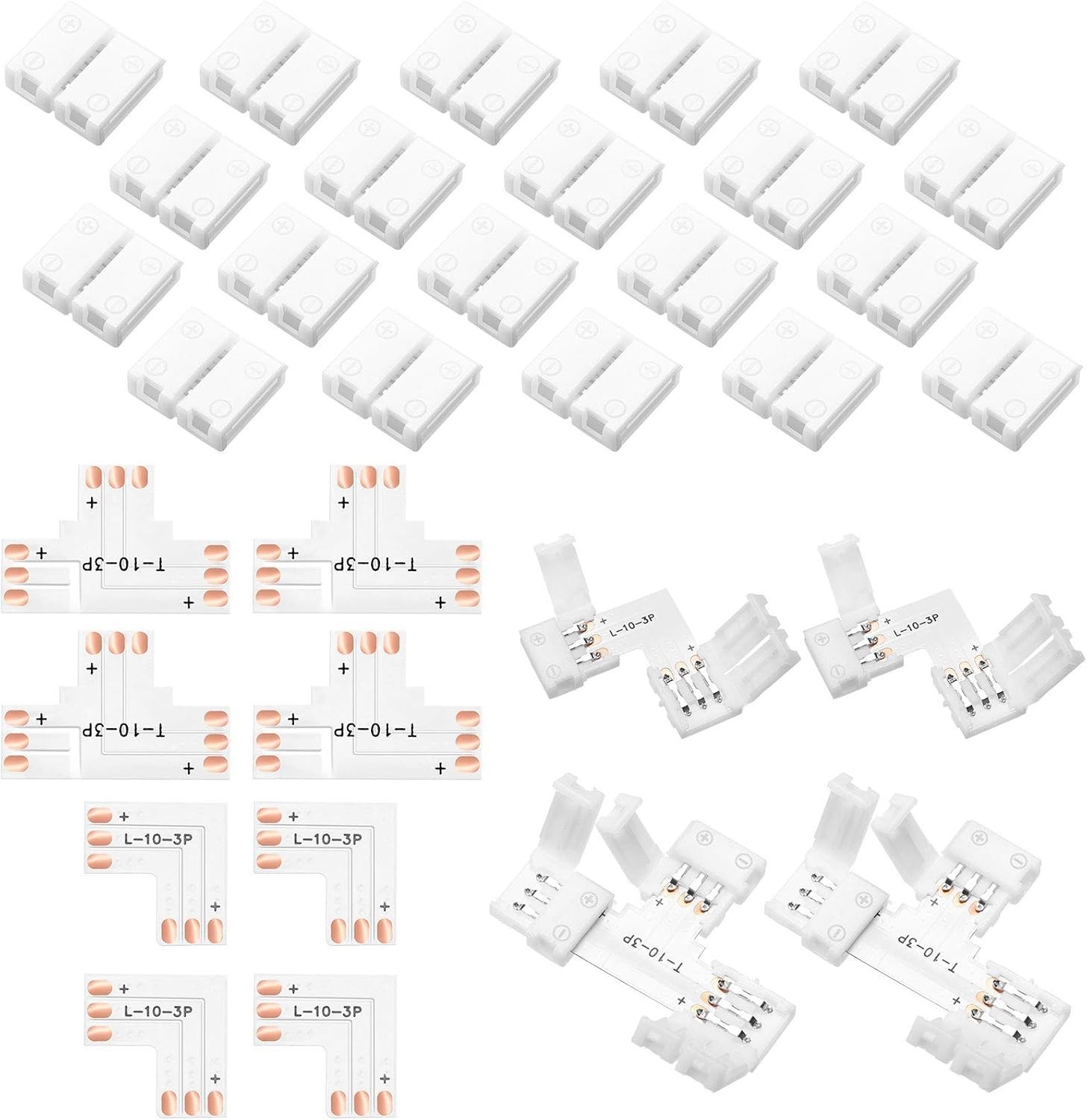 28 Pieces 3 Pin LED Connector LED Strip Solderless Light L Shape Lights Extensio