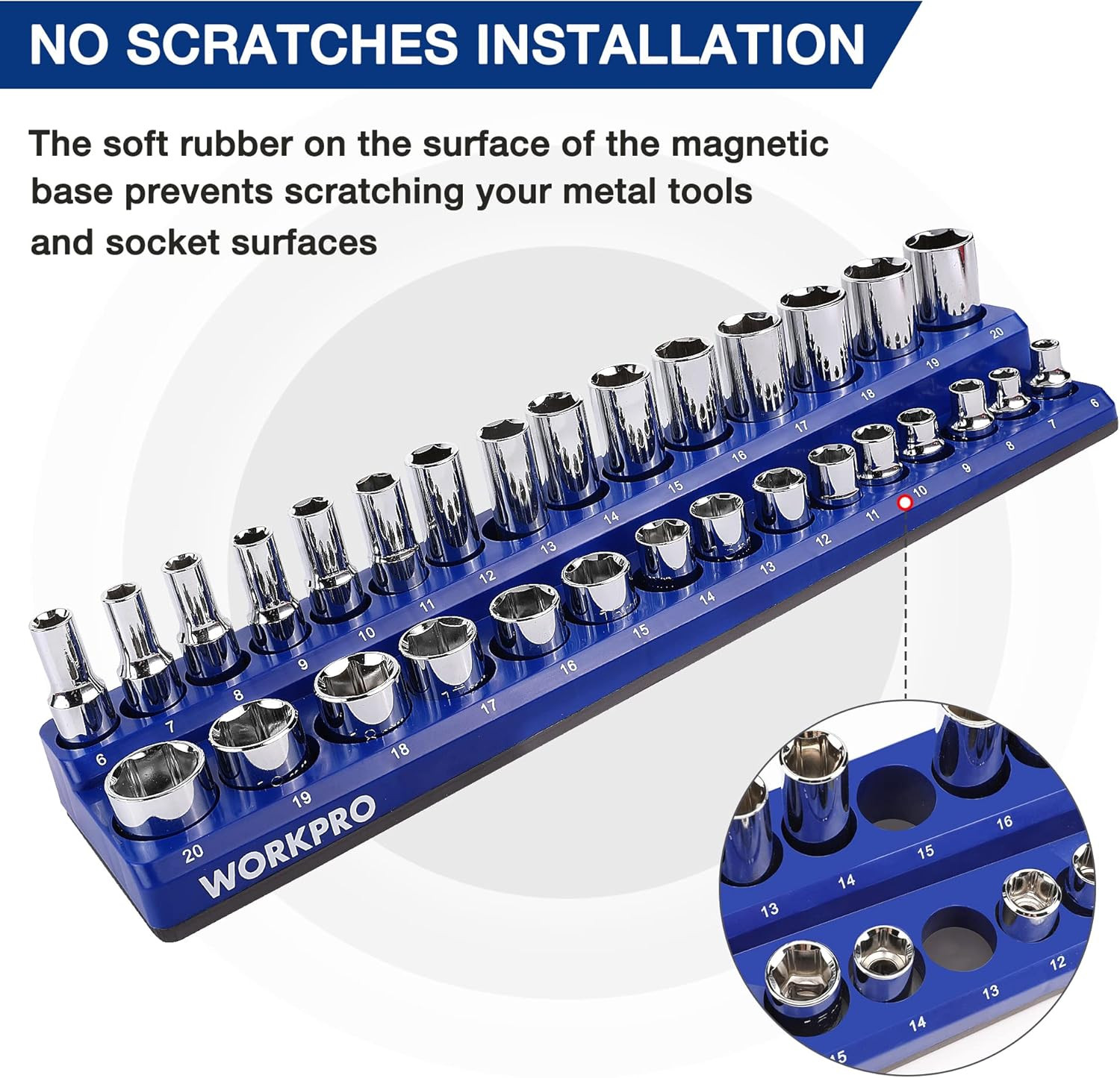 Magnetic Socket Organizer Set, 4-Piece Socket Holder Set Includes 1/4", 3/8" Dri
