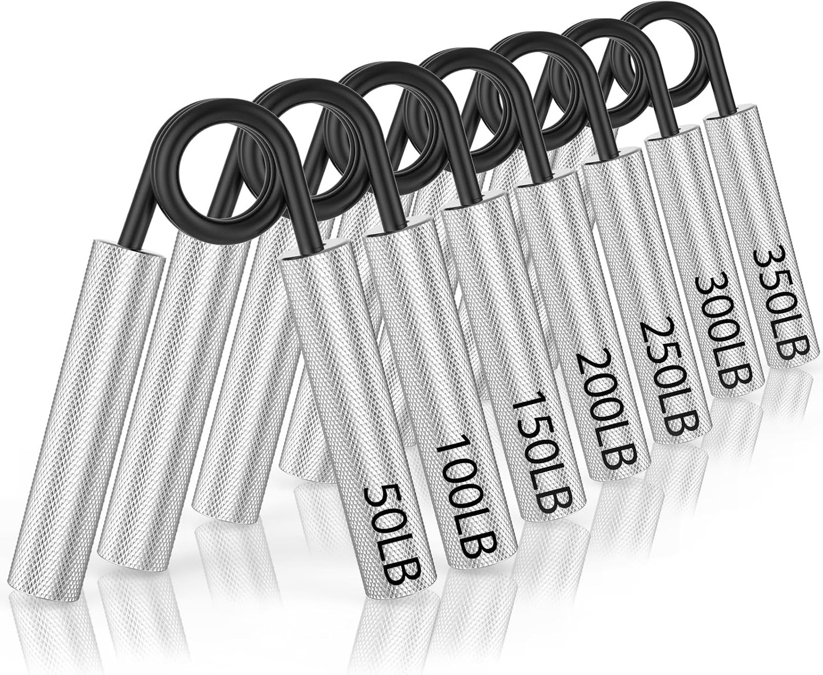 Grip Strength Trainer 4 Pack,Metal Hand Grip Strengthener Kit-Silver | Non-Slip