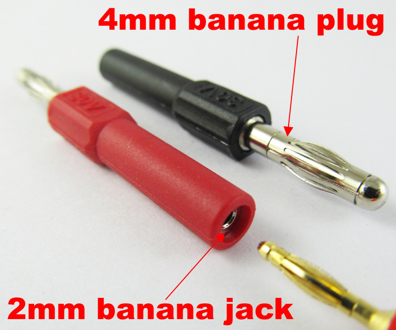 6pcs High Quality 4mm Banana Plug to 2mm Banana Female Jack Adapters Converters