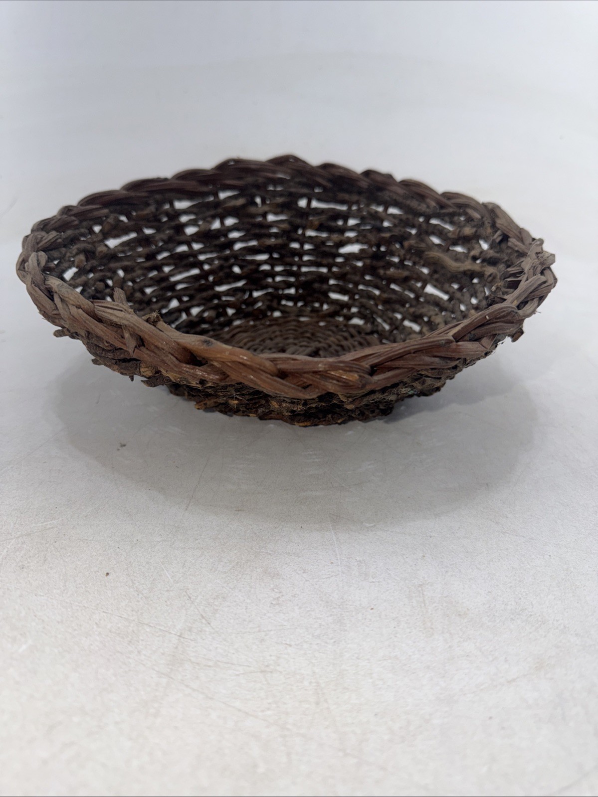 Wicker Rattan Brown Round Woven Basket