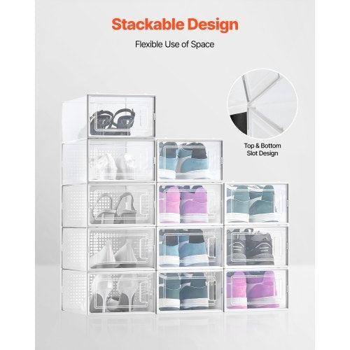 Shoe Storage Boxes 12 Pack Stackable Shoe Boxes Storage Organizers Fit up to US