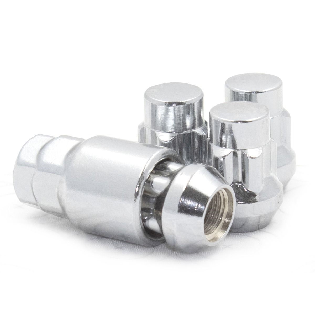 Lug Wheel Lock Nuts 7/16 -20 Chrome Bulge Acorn Locking Lug Set