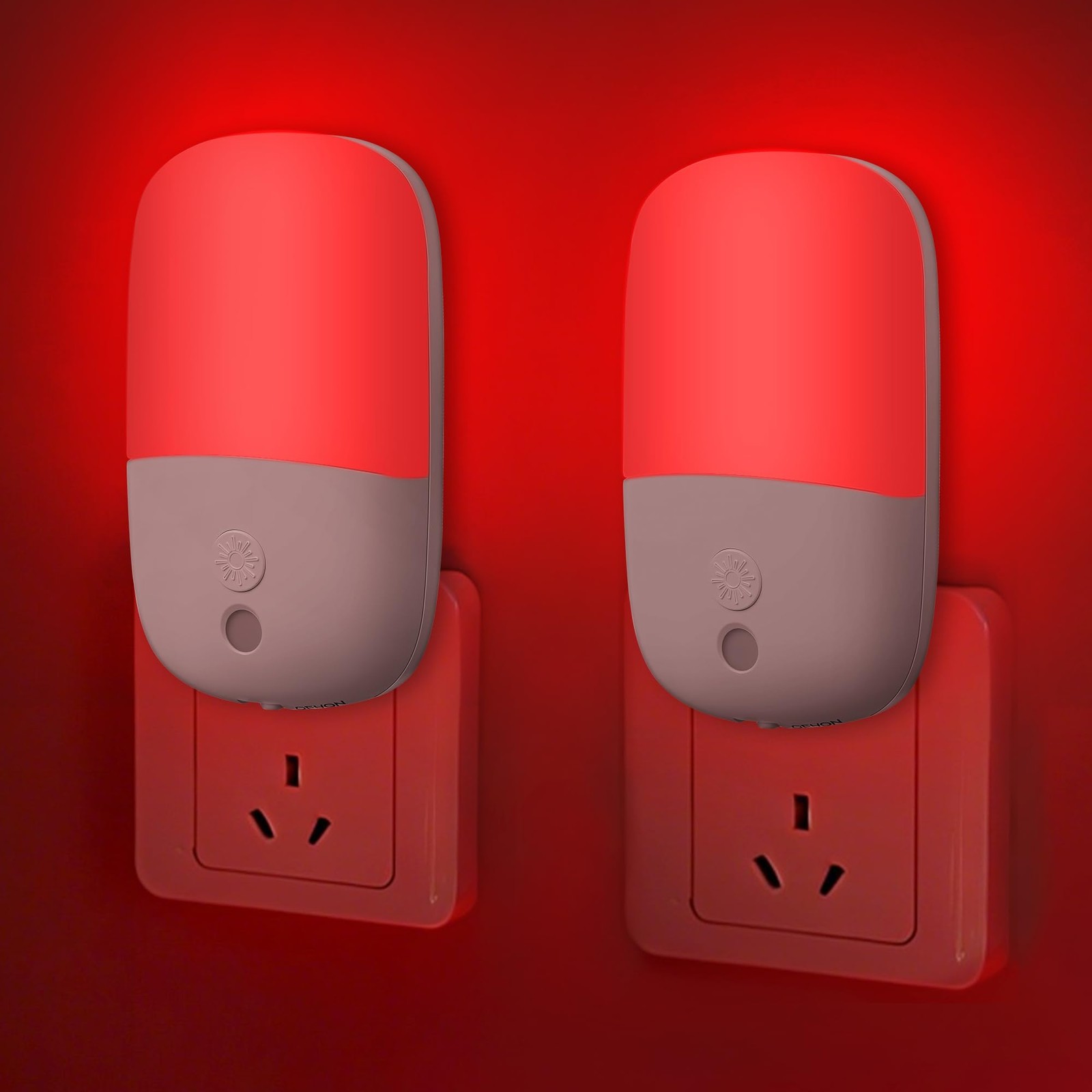 670nm Red Night Lights with Retractable Plug [2 Pack] - 0.5W 2 Pack, White