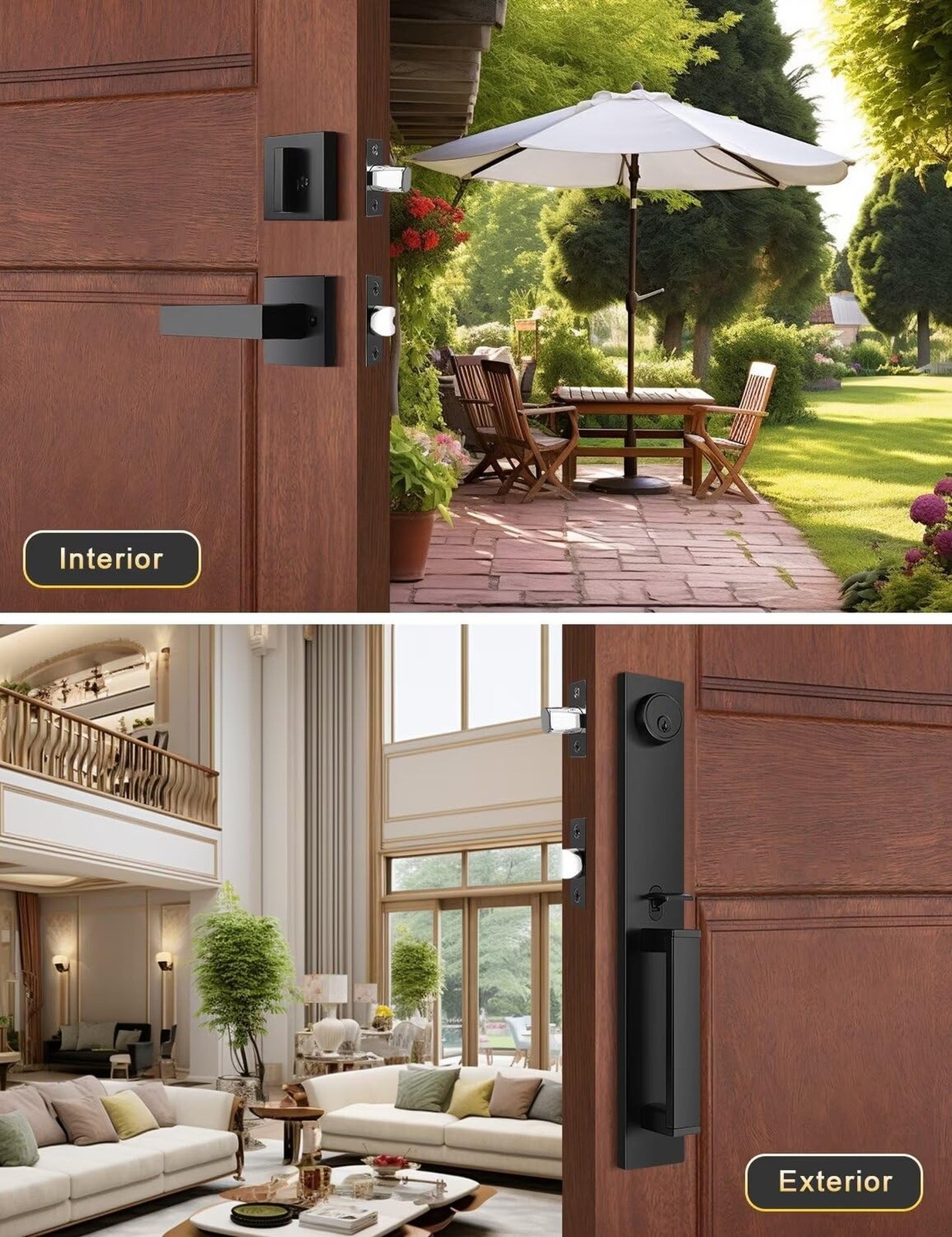 Front Door Lock Set, Full Escutcheon Front Door Handle Sets, Heavy Duty Entry...