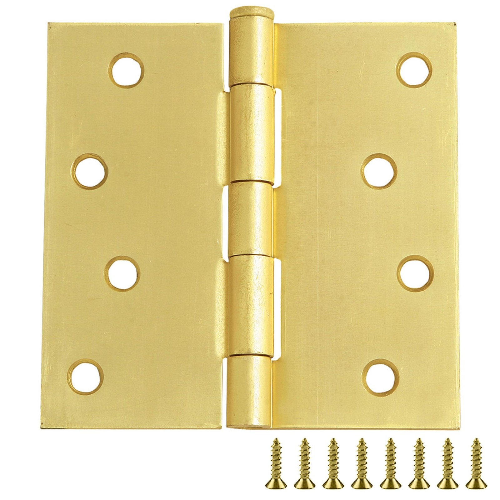 10 Pack Satin Brass Door Hinges 4 Inch Steel Construction Easy Install Functi...