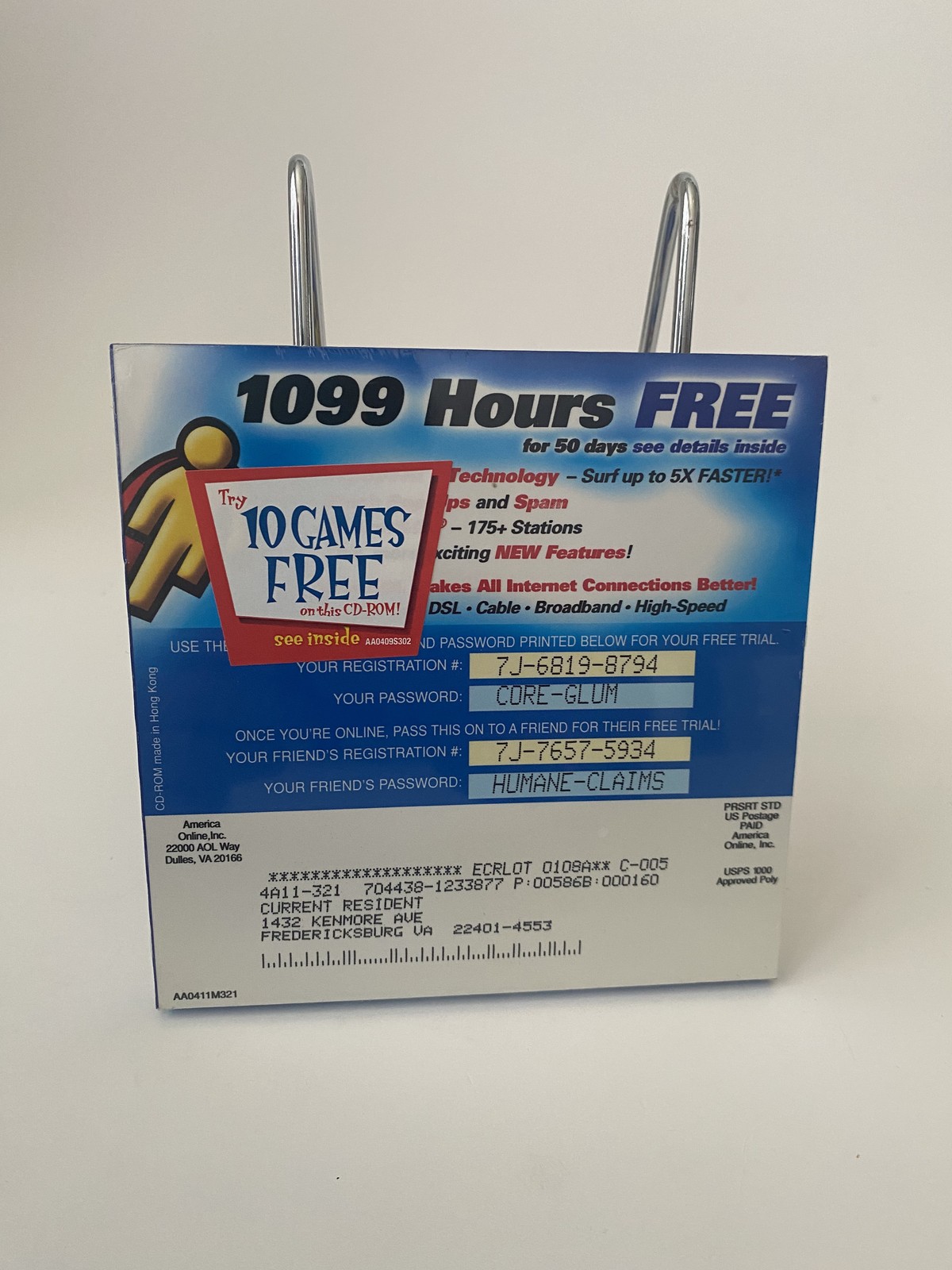 AOL 9.0 Optimized CD-ROM Software NEW SEALED 1099 Hours Free Internet Access