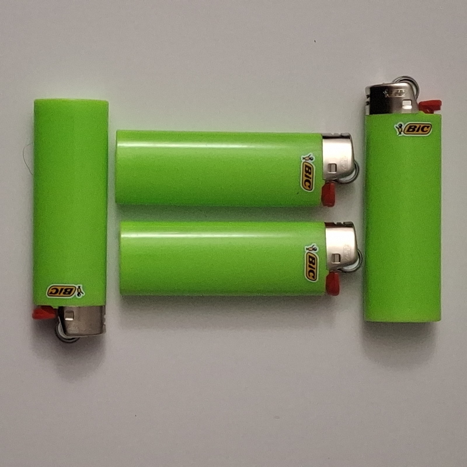 4 Brand New Bic Classic Cigarette Gas Lighter Disposable Full Size Bright Green