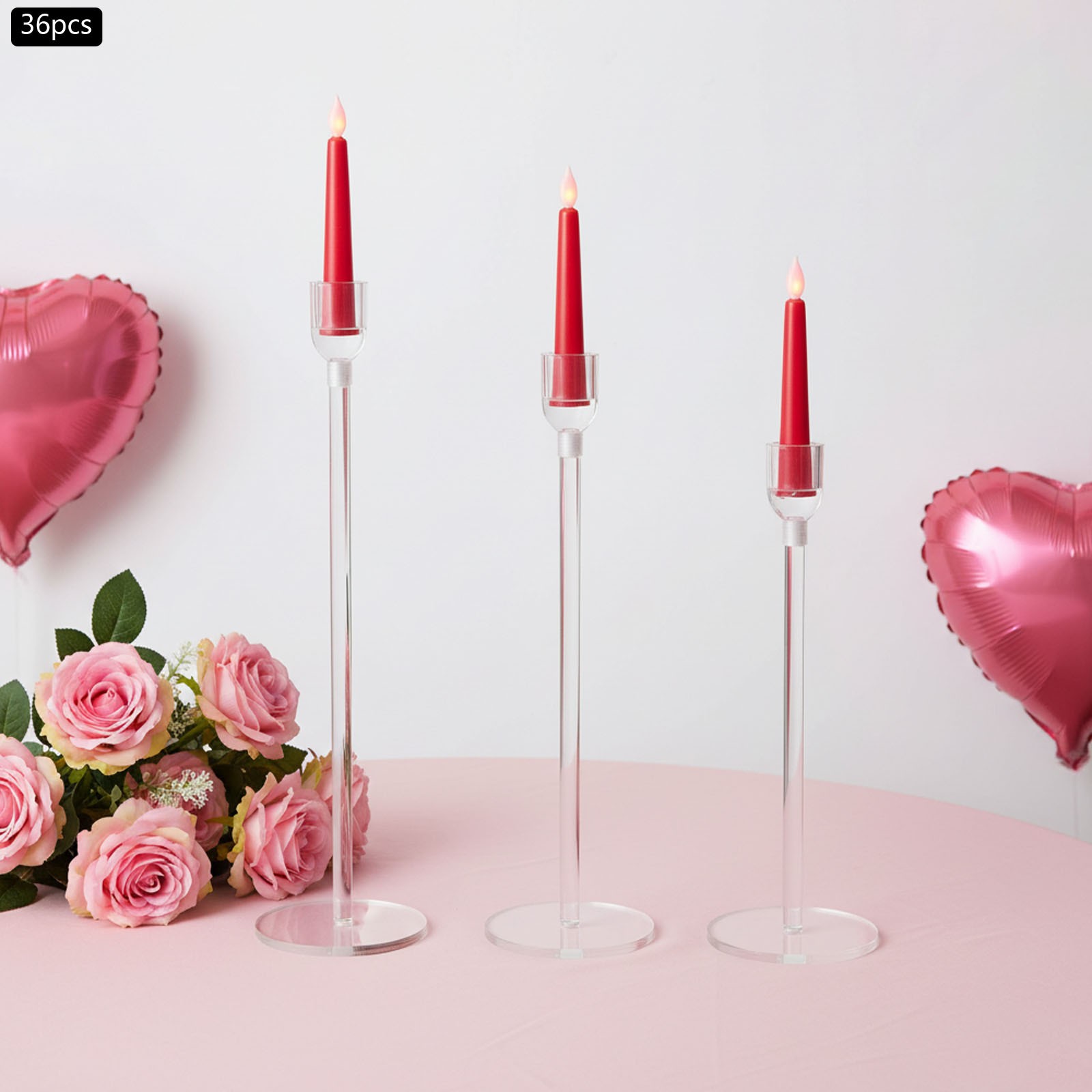 36PCS Acrylic Candlestick Holders, Free Standing Tall Candlestick Holders